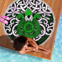Vegvisir Beach Blanket with Green Dragons and Norse Knots Viking Protection Tribute - Wonder Print Shop