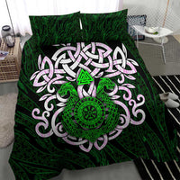 Vegvisir Bedding Set with Green Dragons and Norse Knots Viking Protection Tribute - Wonder Print Shop