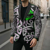 Vegvisir Blazer with Green Dragons and Norse Knots Viking Protection Tribute - Wonder Print Shop