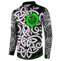 Vegvisir Button Sweatshirt with Green Dragons and Norse Knots Viking Protection Tribute - Wonder Print Shop