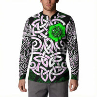 Vegvisir Button Sweatshirt with Green Dragons and Norse Knots Viking Protection Tribute - Wonder Print Shop