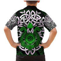Vegvisir Family Matching Mermaid Dress and Hawaiian Shirt with Green Dragons and Norse Knots Viking Protection Tribute - Wonder Print Shop