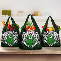 Vegvisir Grocery Bag with Green Dragons and Norse Knots Viking Protection Tribute - Wonder Print Shop