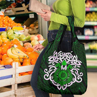 Vegvisir Grocery Bag with Green Dragons and Norse Knots Viking Protection Tribute - Wonder Print Shop