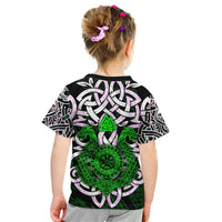 Vegvisir Kid T Shirt with Green Dragons and Norse Knots Viking Protection Tribute - Wonder Print Shop