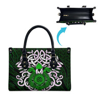 Vegvisir Leather Bag with Green Dragons and Norse Knots Viking Protection Tribute - Wonder Print Shop