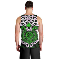 Vegvisir Men Tank Top with Green Dragons and Norse Knots Viking Protection Tribute - Wonder Print Shop