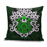 Vegvisir Pillow Cover with Green Dragons and Norse Knots Viking Protection Tribute - Wonder Print Shop