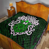 Vegvisir Quilt with Green Dragons and Norse Knots Viking Protection Tribute - Wonder Print Shop