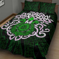 Vegvisir Quilt Bed Set with Green Dragons and Norse Knots Viking Protection Tribute - Wonder Print Shop
