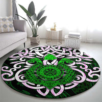 Vegvisir Round Carpet with Green Dragons and Norse Knots Viking Protection Tribute - Wonder Print Shop