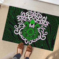 Vegvisir Rubber Doormat with Green Dragons and Norse Knots Viking Protection Tribute - Wonder Print Shop