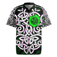 Vegvisir Rugby Jersey with Green Dragons and Norse Knots Viking Protection Tribute - Wonder Print Shop