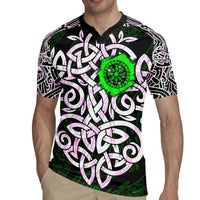 Vegvisir Rugby Jersey with Green Dragons and Norse Knots Viking Protection Tribute - Wonder Print Shop