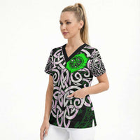 Vegvisir Scrub Top with Green Dragons and Norse Knots Viking Protection Tribute - Wonder Print Shop