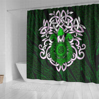 Vegvisir Shower Curtain with Green Dragons and Norse Knots Viking Protection Tribute - Wonder Print Shop