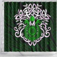 Vegvisir Shower Curtain with Green Dragons and Norse Knots Viking Protection Tribute - Wonder Print Shop