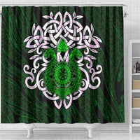 Vegvisir Shower Curtain with Green Dragons and Norse Knots Viking Protection Tribute - Wonder Print Shop