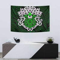 Vegvisir Tapestry with Green Dragons and Norse Knots Viking Protection Tribute - Wonder Print Shop