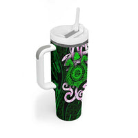 Vegvisir Tumbler With Handle with Green Dragons and Norse Knots Viking Protection Tribute - Wonder Print Shop