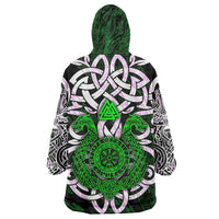 Vegvisir Wearable Blanket Hoodie with Green Dragons and Norse Knots Viking Protection Tribute - Wonder Print Shop