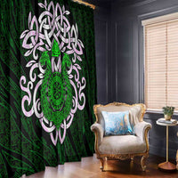 Vegvisir Window Curtain with Green Dragons and Norse Knots Viking Protection Tribute - Wonder Print Shop