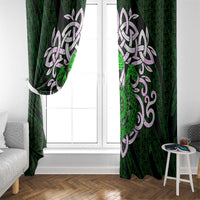 Vegvisir Window Curtain with Green Dragons and Norse Knots Viking Protection Tribute - Wonder Print Shop