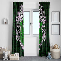 Vegvisir Window Curtain with Green Dragons and Norse Knots Viking Protection Tribute - Wonder Print Shop