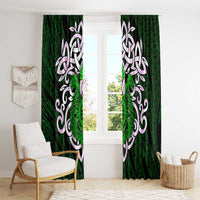 Vegvisir Window Curtain with Green Dragons and Norse Knots Viking Protection Tribute - Wonder Print Shop