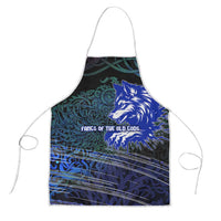 Fenrir Apron with Blue Wolf, Runes and Ragnarok End of Gods Tribute - Wonder Print Shop