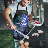 Fenrir Apron with Blue Wolf, Runes and Ragnarok End of Gods Tribute - Wonder Print Shop