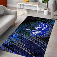 Fenrir Area Rug with Blue Wolf, Runes and Ragnarok End of Gods Tribute - Wonder Print Shop