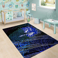 Fenrir Area Rug with Blue Wolf, Runes and Ragnarok End of Gods Tribute - Wonder Print Shop