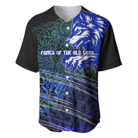 Fenrir Baseball Jersey with Blue Wolf, Runes and Ragnarok End of Gods Tribute - Wonder Print Shop