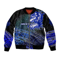 Fenrir Bomber Jacket with Blue Wolf, Runes and Ragnarok End of Gods Tribute - Wonder Print Shop