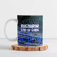 Fenrir Ceramic Mug with Blue Wolf, Runes and Ragnarok End of Gods Tribute - Wonder Print Shop