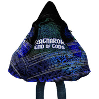 Fenrir Cloak with Blue Wolf, Runes and Ragnarok End of Gods Tribute - Wonder Print Shop