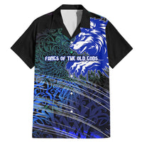 Fenrir Family Matching Mermaid Dress and Hawaiian Shirt with Blue Wolf, Runes and Ragnarok End of Gods Tribute - Wonder Print Shop