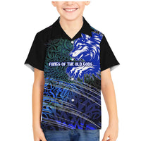 Fenrir Family Matching Mermaid Dress and Hawaiian Shirt with Blue Wolf, Runes and Ragnarok End of Gods Tribute - Wonder Print Shop