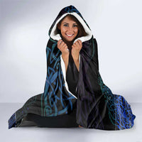 Fenrir Hooded Blanket with Blue Wolf, Runes and Ragnarok End of Gods Tribute - Wonder Print Shop