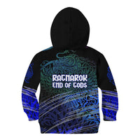 Fenrir Kid Hoodie with Blue Wolf, Runes and Ragnarok End of Gods Tribute - Wonder Print Shop
