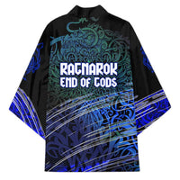 Fenrir Kimono with Blue Wolf, Runes and Ragnarok End of Gods Tribute - Wonder Print Shop