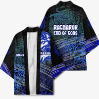 Fenrir Kimono with Blue Wolf, Runes and Ragnarok End of Gods Tribute - Wonder Print Shop