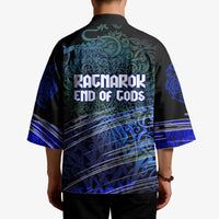Fenrir Kimono with Blue Wolf, Runes and Ragnarok End of Gods Tribute - Wonder Print Shop