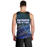 Fenrir Men Tank Top with Blue Wolf, Runes and Ragnarok End of Gods Tribute - Wonder Print Shop