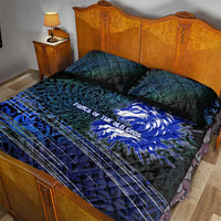 Fenrir Quilt Bed Set with Blue Wolf, Runes and Ragnarok End of Gods Tribute - Wonder Print Shop