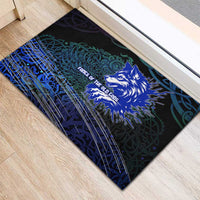Fenrir Rubber Doormat with Blue Wolf, Runes and Ragnarok End of Gods Tribute - Wonder Print Shop
