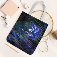 Fenrir Tote Bag with Blue Wolf, Runes and Ragnarok End of Gods Tribute - Wonder Print Shop