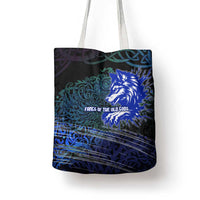 Fenrir Tote Bag with Blue Wolf, Runes and Ragnarok End of Gods Tribute - Wonder Print Shop