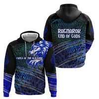 Fenrir Zip Hoodie with Blue Wolf, Runes and Ragnarok End of Gods Tribute - Wonder Print Shop